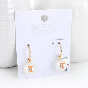 Tennessee Logo Pearl Hoop Earrings