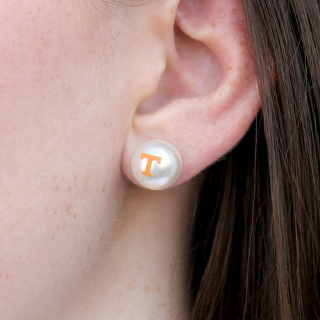 Tennessee Logo Pearl Stud Earrings