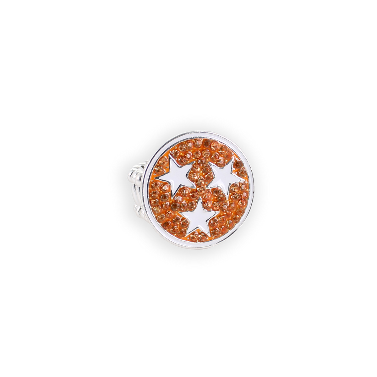 Tennessee Tri-Star Crystal Logo Stretch Ring