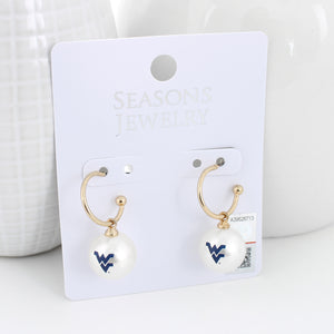 West Virginia Pearl Logo Hoop Earrings