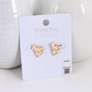 West Virginia Shiny Gold Logo Stud Earrings