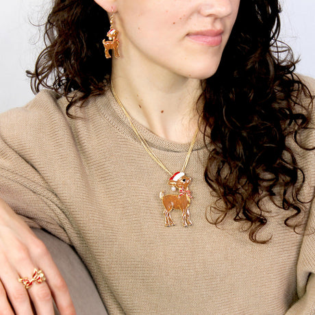 Glitter Reindeer Christmas Earrings