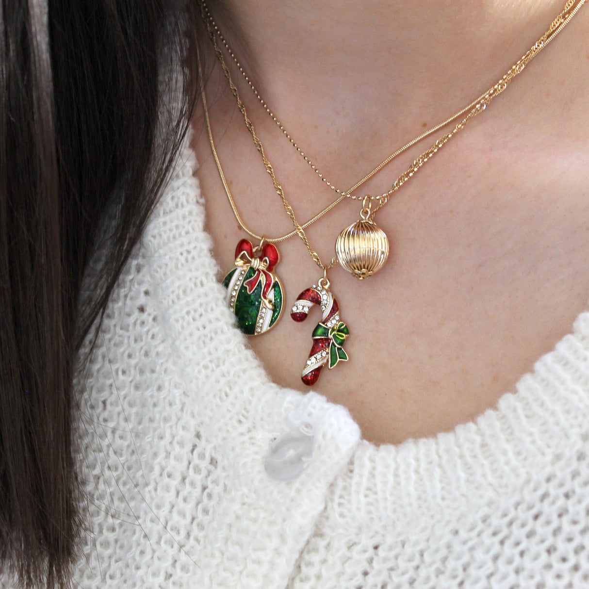 Vintage Christmas Charm Trio Necklace