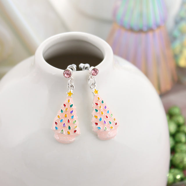 Cotton Candy Vintage Ceramic Tree Earrings