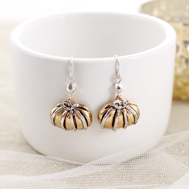 Mixed Metal Pumpkin Earrings