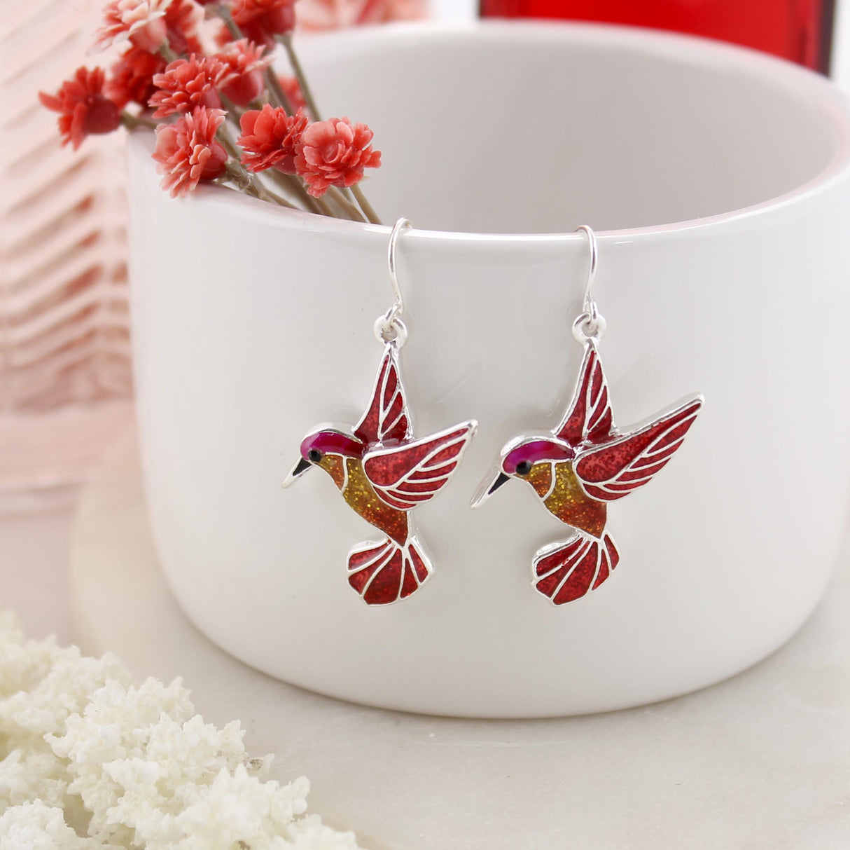 Enamel Hummingbird Earrings