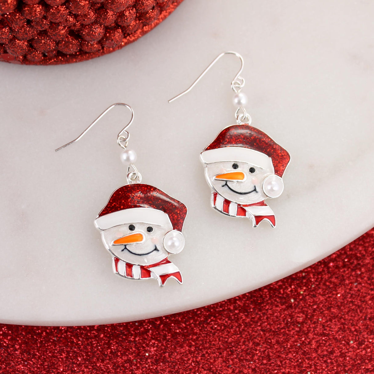 Snowman w/ Santa Hat Earrings