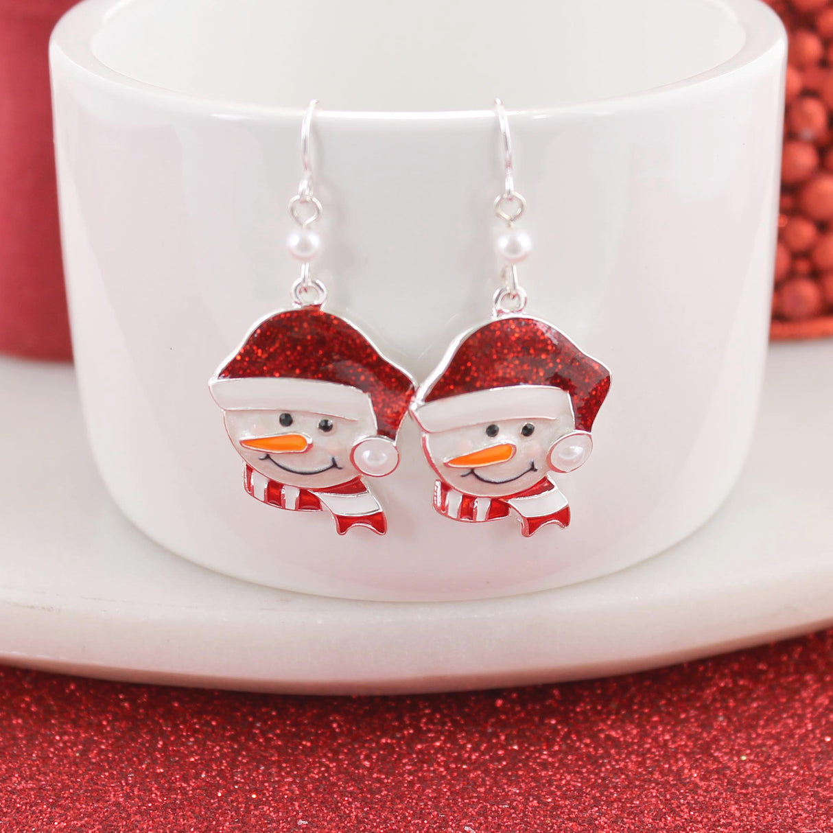 Snowman w/ Santa Hat Earrings