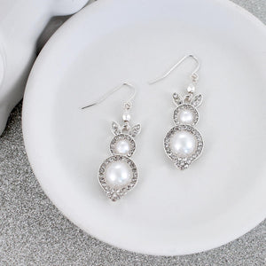 Pearl & Crystal Easter Bunny Earrings