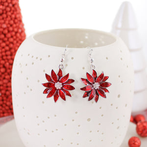 Enamel Poinsettia Earrings