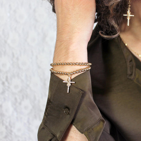 Crystal Infinity Cross Stretch Bracelet