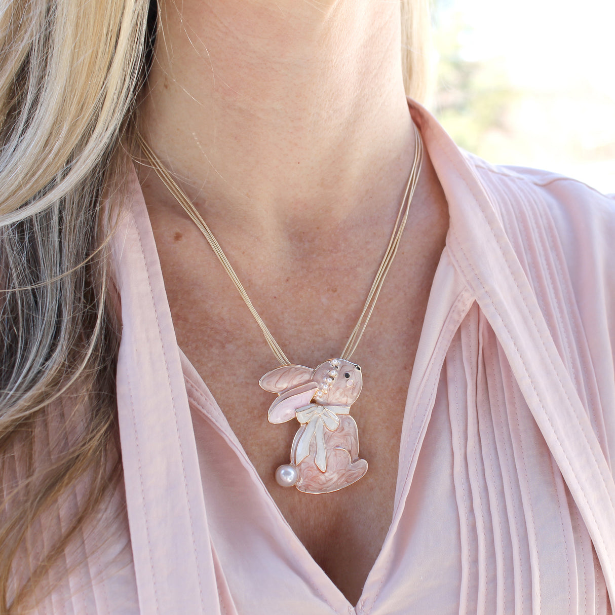 Enamel and Pearl Rabbit Pin/Pendant