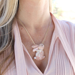 Enamel and Pearl Rabbit Pin/Pendant