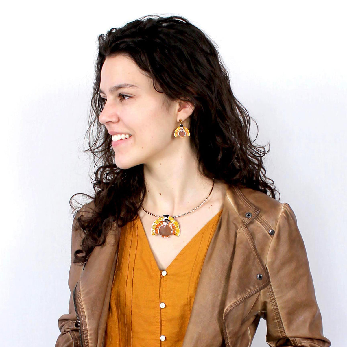Candy Corn Turkey Earrings