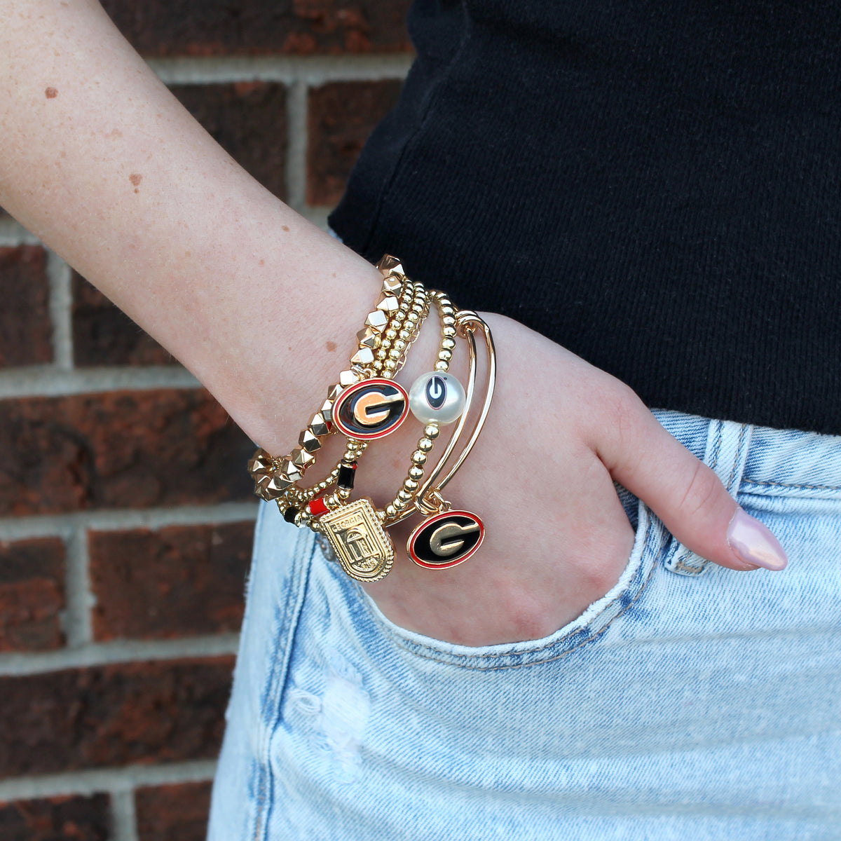 Georgia Gold & Tube Bead Stretch Bracelet