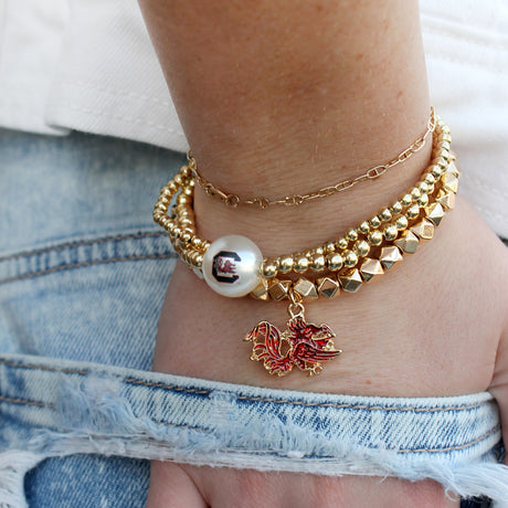 South Carolina Gold Stretch Bracelet w/Enamel Logo
