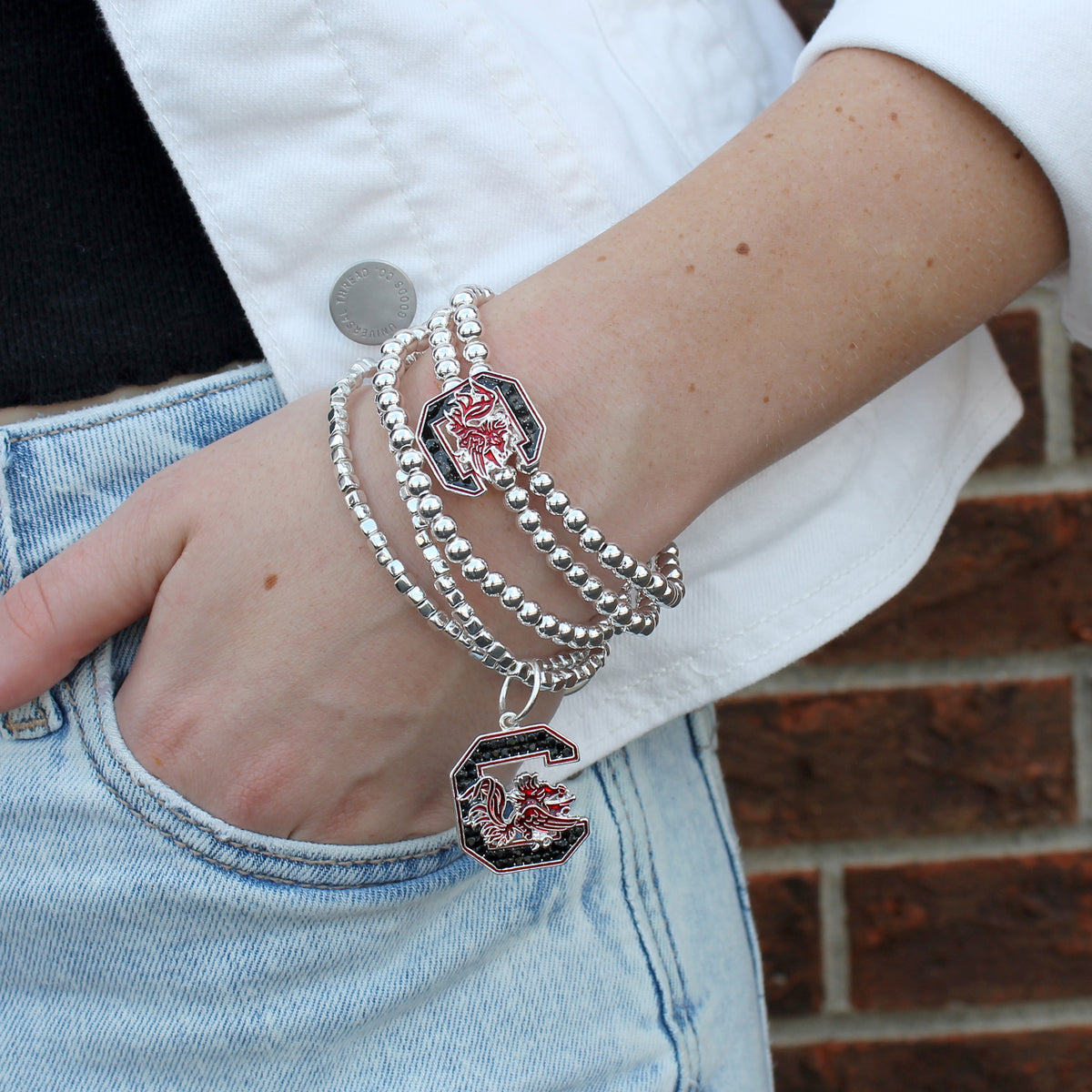South Carolina Crystal Logo Stretch Bracelet