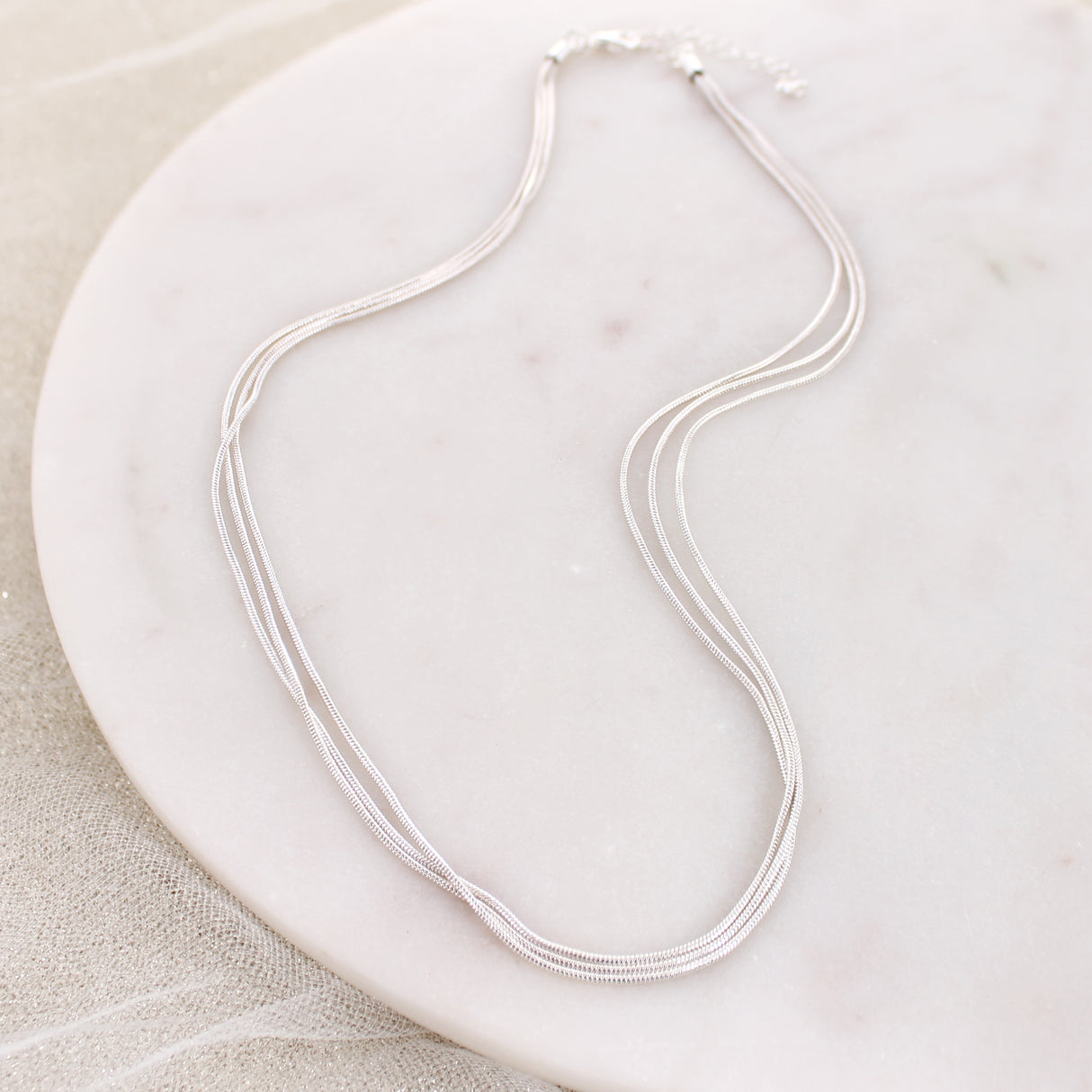 18" Silver 3-Strand Chain Necklace