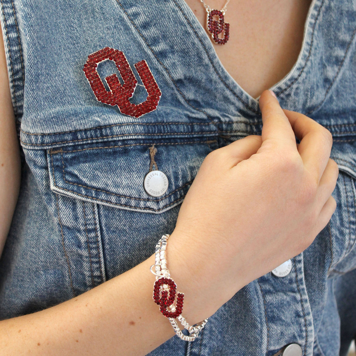 Oklahoma Crystal Logo Pin