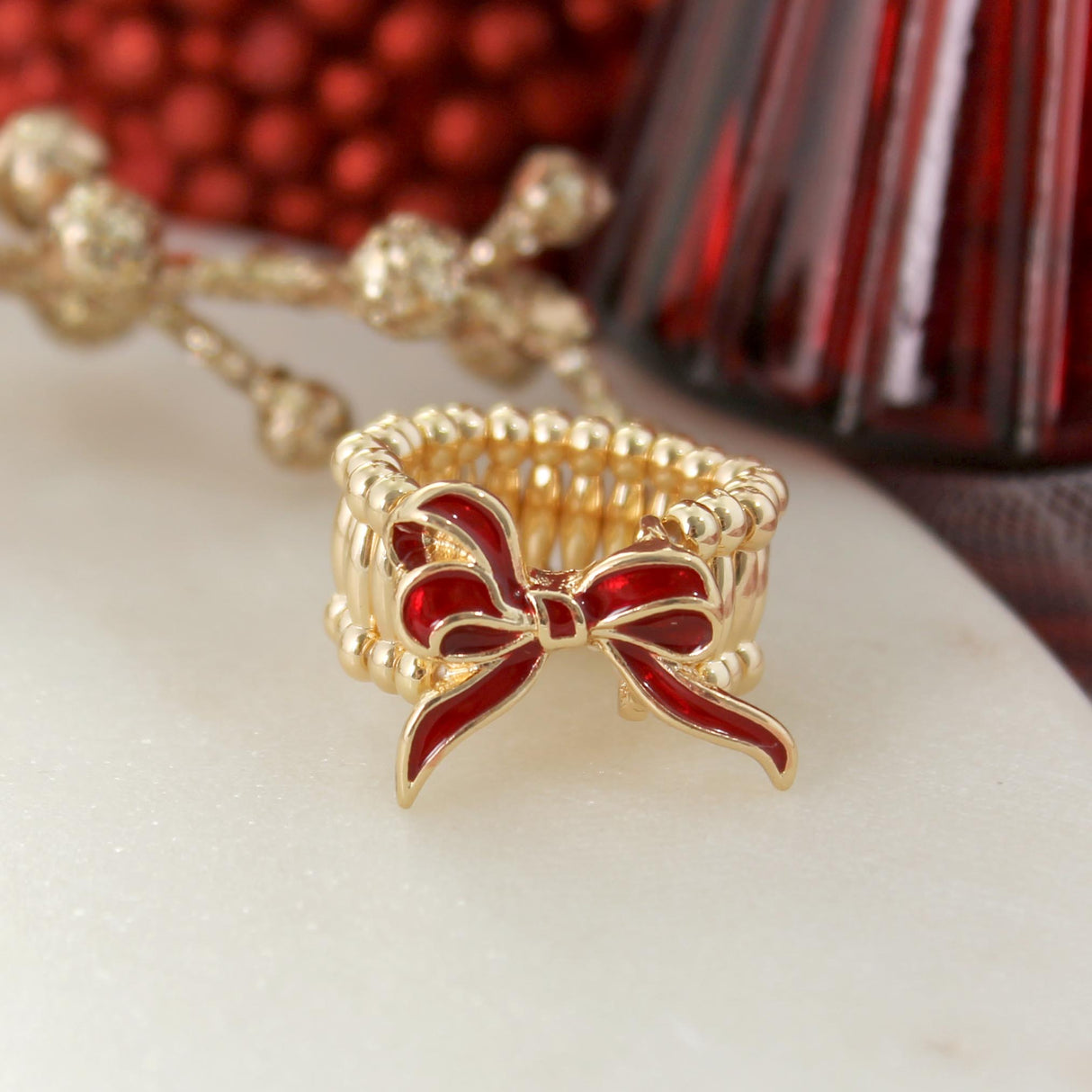 Red Bow Stretch Ring