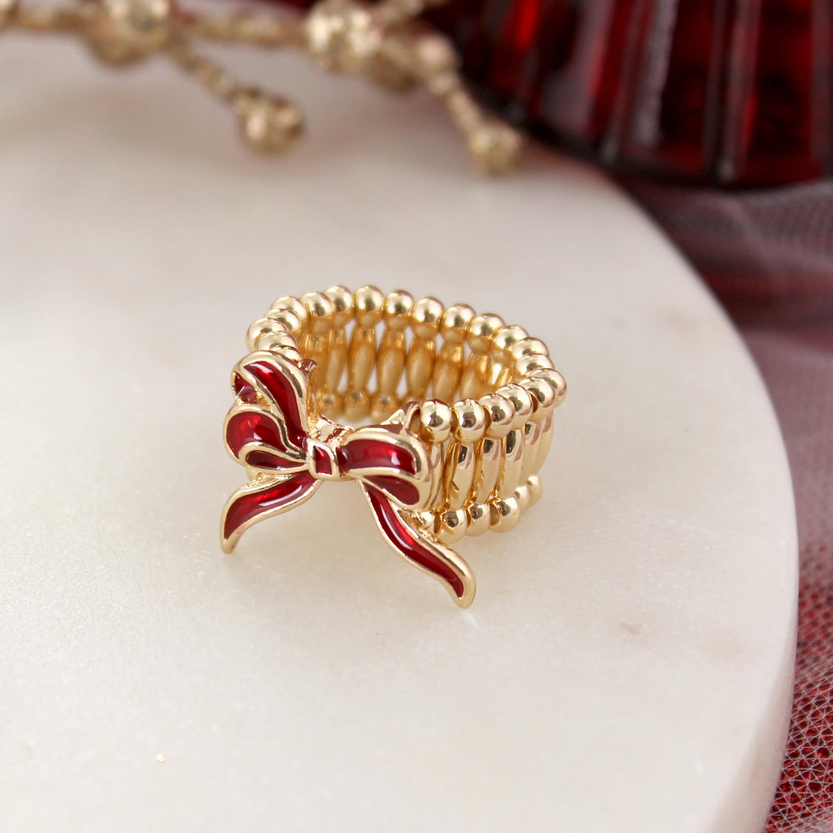 Red Bow Stretch Ring