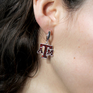 Texas A&M Glitter Enamel Logo Huggie Hoop Earrings