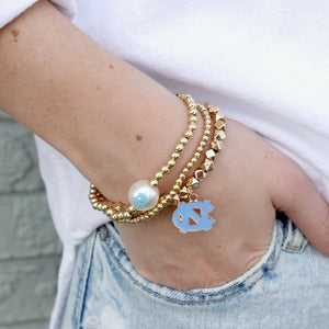 North Carolina Gold & Pearl Logo Stretch Bracelet Set
