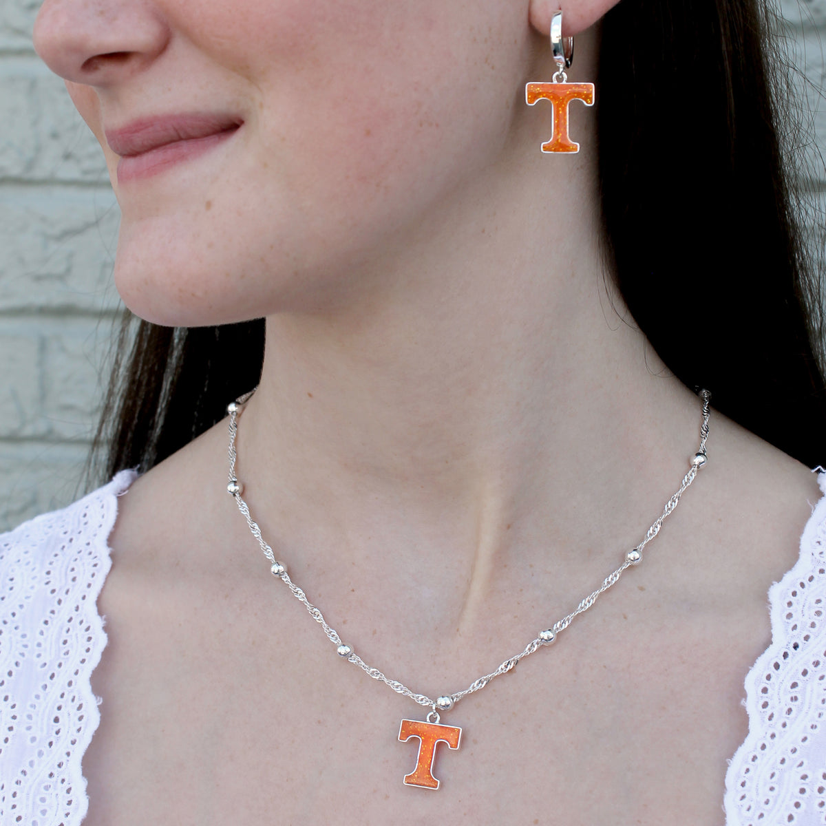 Tennessee Glitter Enamel Logo Necklace
