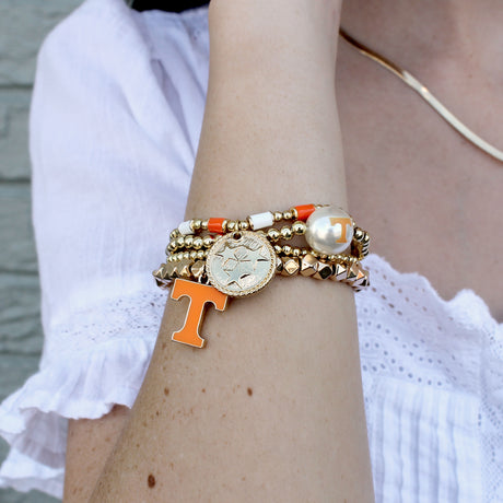 Tennessee Gold & Tube Bead Stretch Bracelet