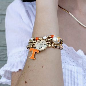 Tennessee Gold Stretch Bracelet w/Enamel Logo