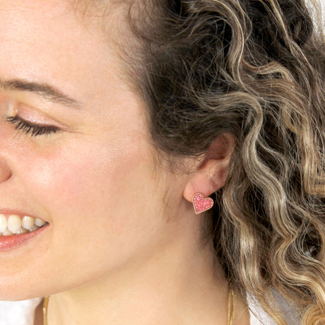 Crystal and Gold Heart Stud Earrings
