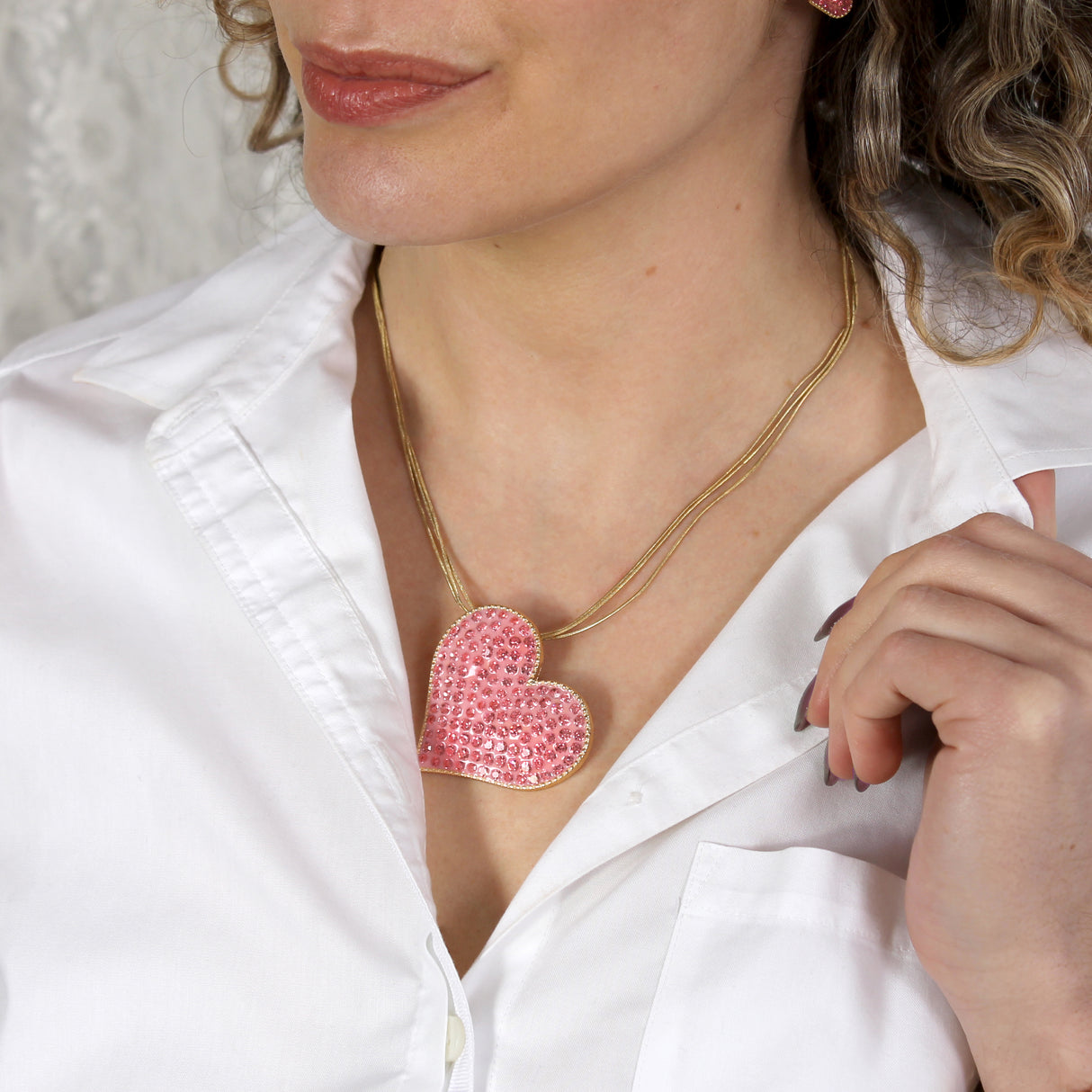 Crystal and Gold Heart Pin/Pendant