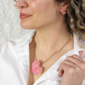 Crystal and Gold Heart Stud Earrings
