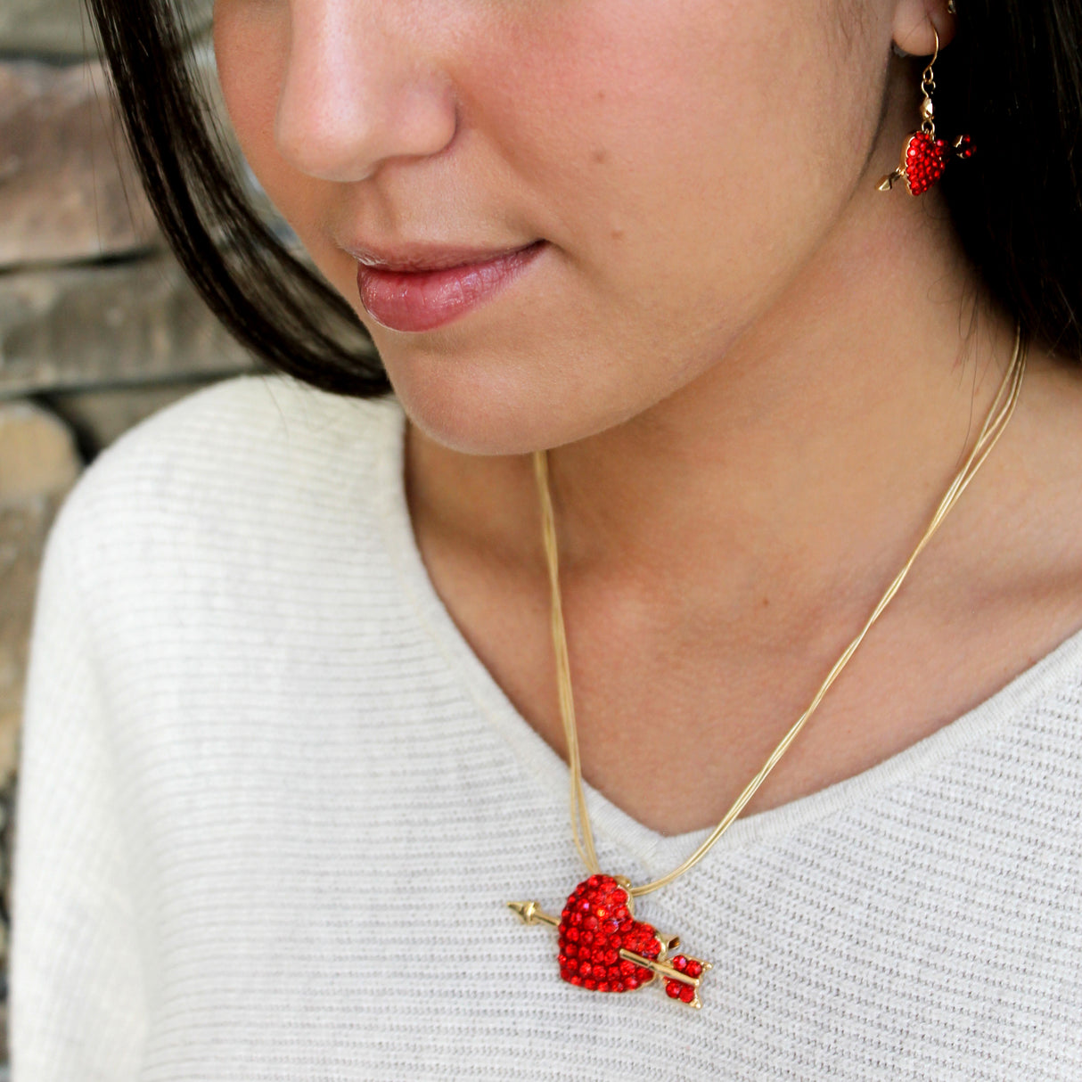 Crystal Heart w/Arrow Pin/Pendant