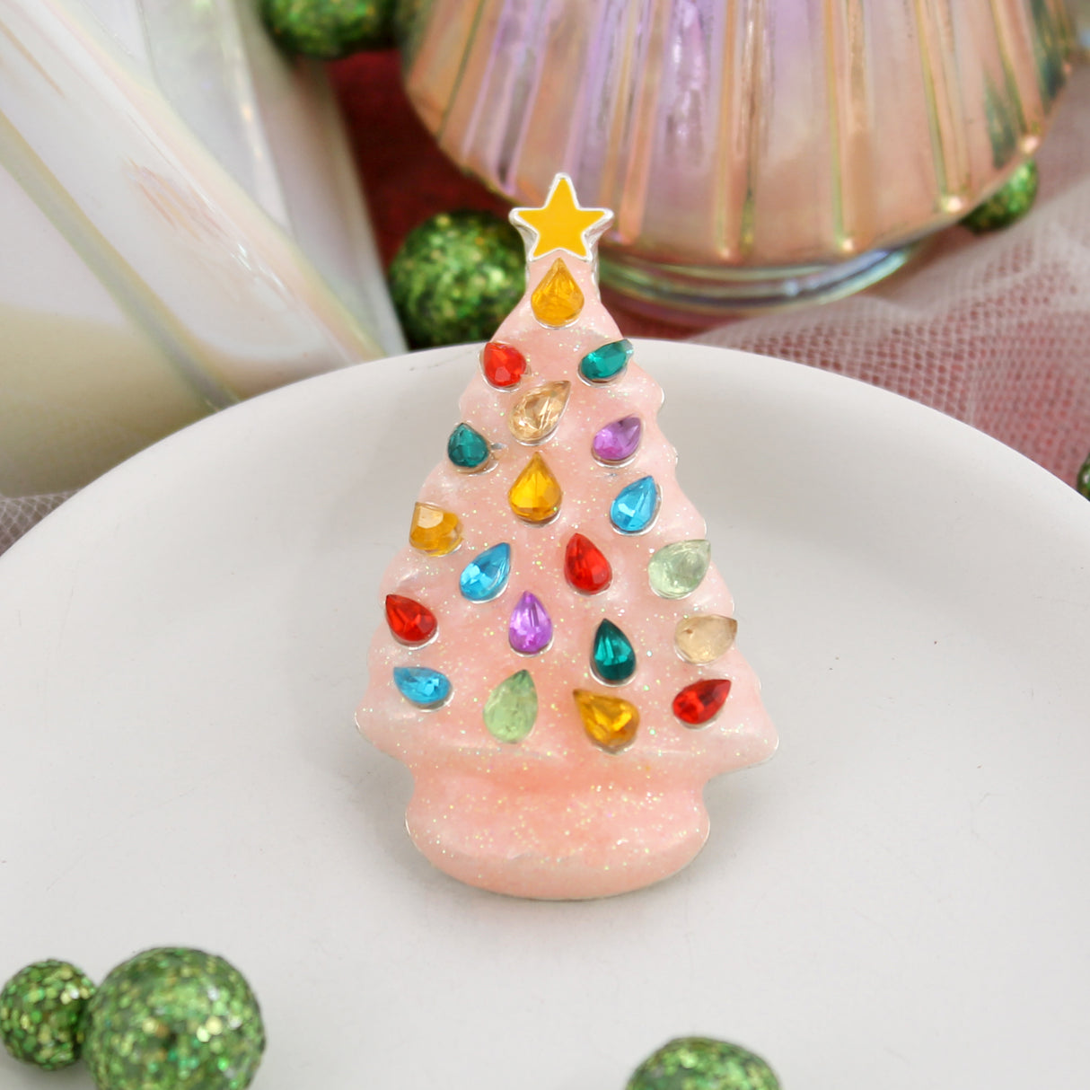 Cotton Candy Vintage Ceramic Tree Pin/Pendant