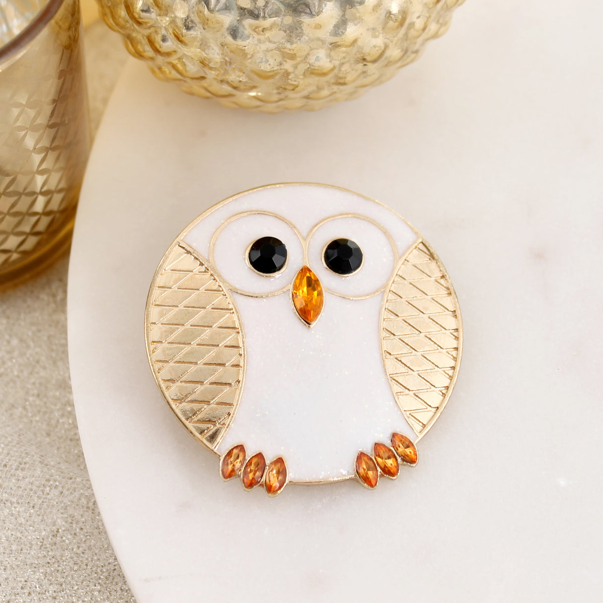 Gold Round Owl Pin/Pendant