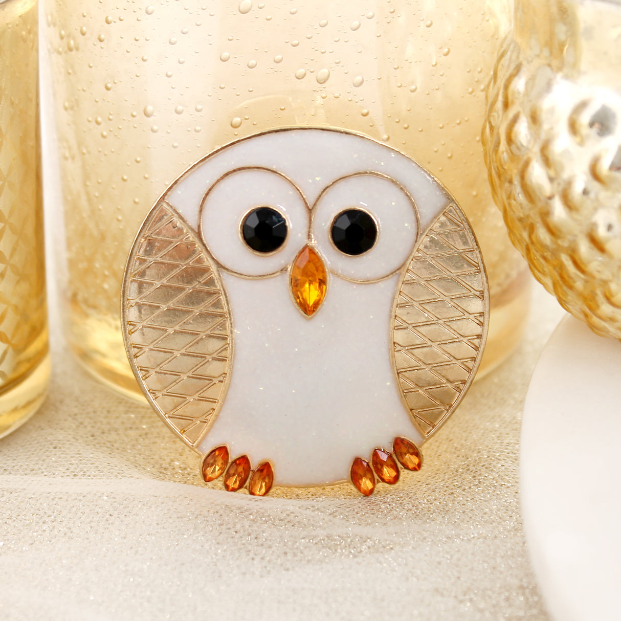 Gold Round Owl Pin/Pendant