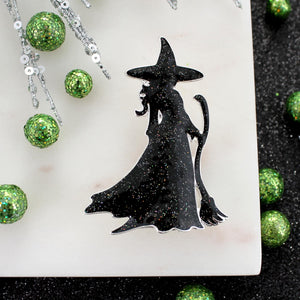 Glitter Witch Silhouette Pin/Pendant