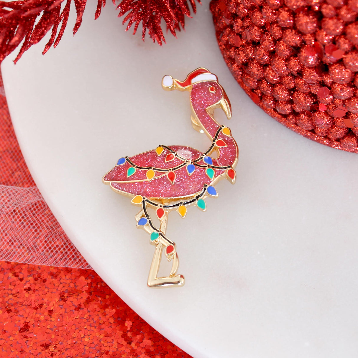 Christmas Flamingo Pin/Pendant
