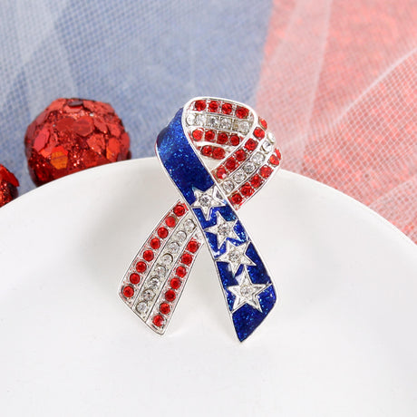 Crystal US Flag Ribbon Pin/Pendant