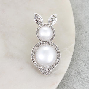 Pearl & Crystal Easter Bunny Pin/Pendant