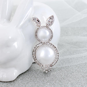 Pearl & Crystal Easter Bunny Pin/Pendant