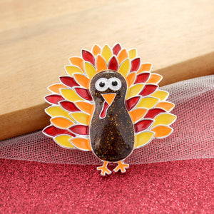 Enamel Turkey Thanksgiving Convertible Pin/Pendant