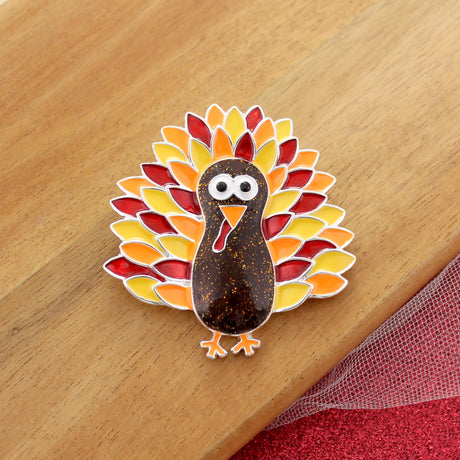 Enamel Turkey Thanksgiving Convertible Pin/Pendant