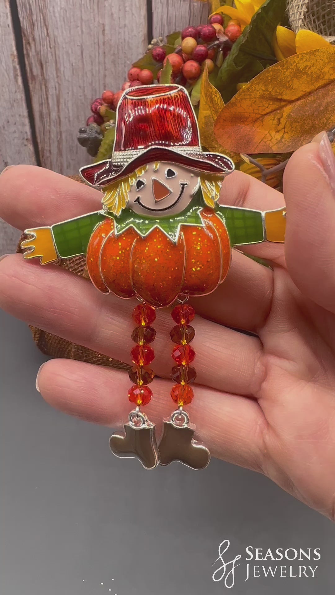 Dangle Leg Pumpkin Scarecrow Pin/Pendant