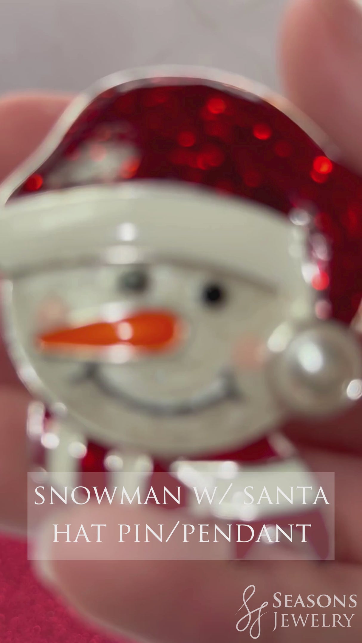 Snowman w/ Santa Hat Pin/Pendant