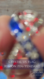 Crystal US Flag Ribbon Pin/Pendant