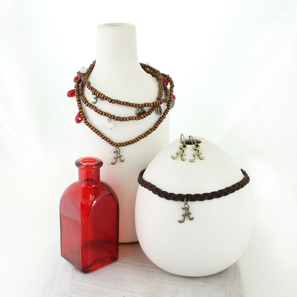 Alabama Wood Bead Stretch Necklace/Bracelet