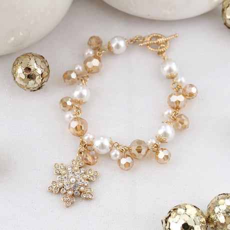 Gitzy Gold Snowflake Toggle Clasp Bracelet