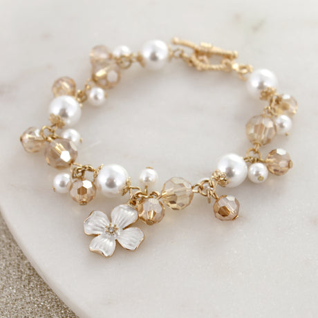 Glitzy Gold Dogwood Toggle Clasp Bracelet